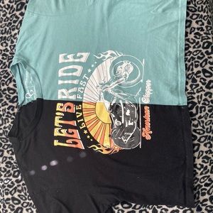 Half blue and black crop top